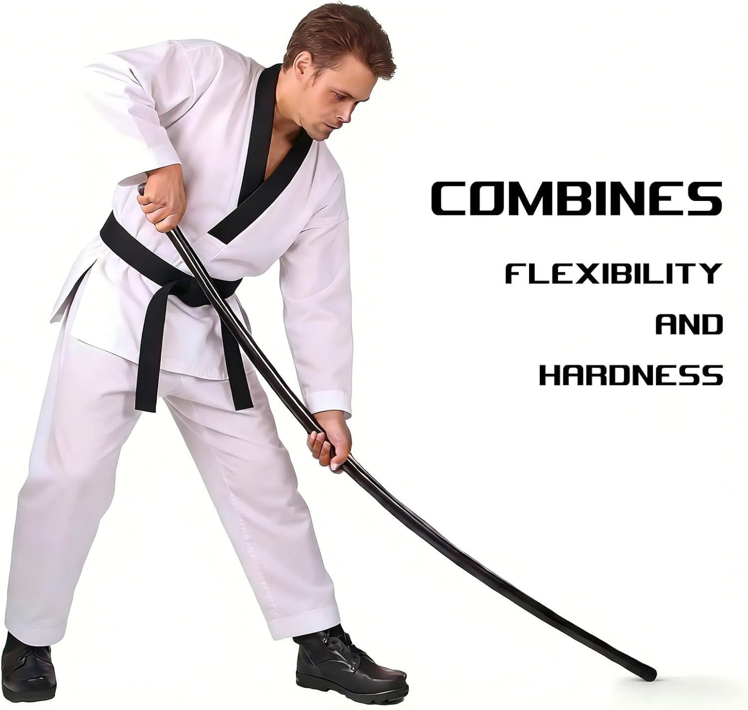 5.3FT Foldable Steel Bo Staff — Foam Padded Martial Arts Training Stick for Safe Practice, Portable Design with