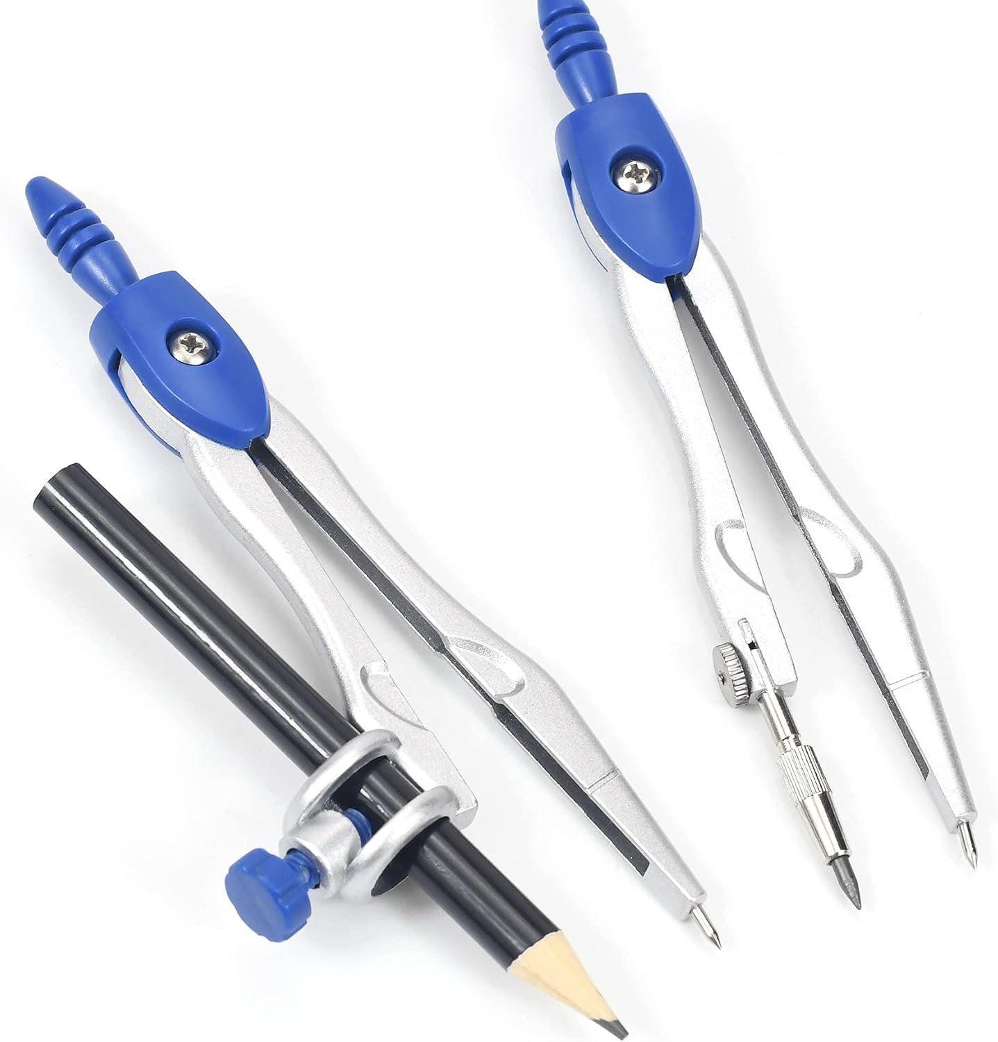 Geometry Set 10 Pcs Student Supplies,Protractor and Compass,Navy Blue | Shatterproof Storage