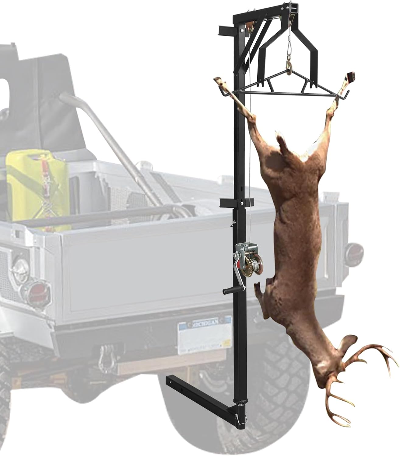 Truck 2" Hitch Game Hunting Hoist, 600LB Big Game Hunting Deer Hoist, Include Gambrels Winch for Skinning Or Cleaning
