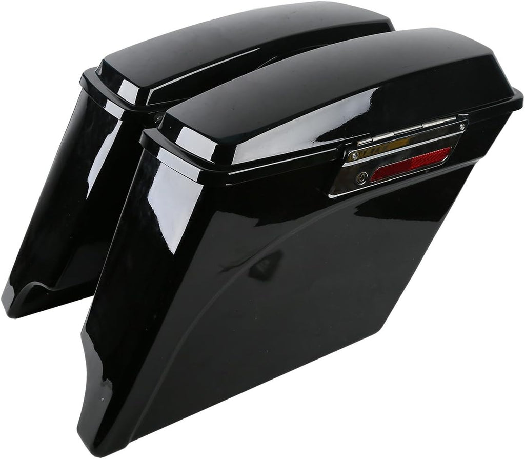 5" Vivid Black Stretched Extended Hard Saddlebags Fit for Harley Davidson Touring FLT FLHT FLHTCU FLHRC Road King