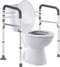 Toilet Safety Rails (350 lb), Adjustable Toilet Frame for Elderly, Seniors, Handicap & Disabled, Foldable Handicap