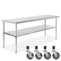 NSF Stainless Steel Work & Prep Table 60 x 30 Inches with Caster Wheels and Under Shelf for Restaurant, Home, Hotel