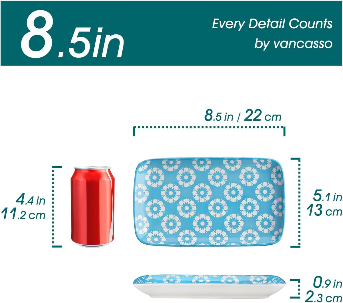 Selene Rectangular Salad Plates 8.5"x5.1"Inch, Set of 6