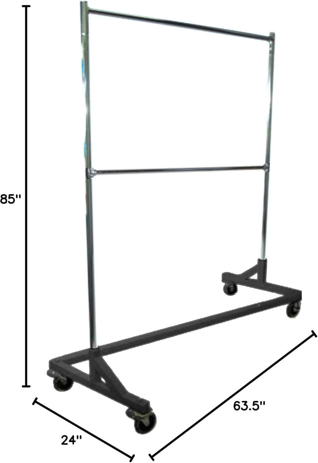 GR600-EH Deluxe Commercial Grade Rolling Z Garment Rack, 400lb Capacity, 63" Length with Add-On Extra Double Rail