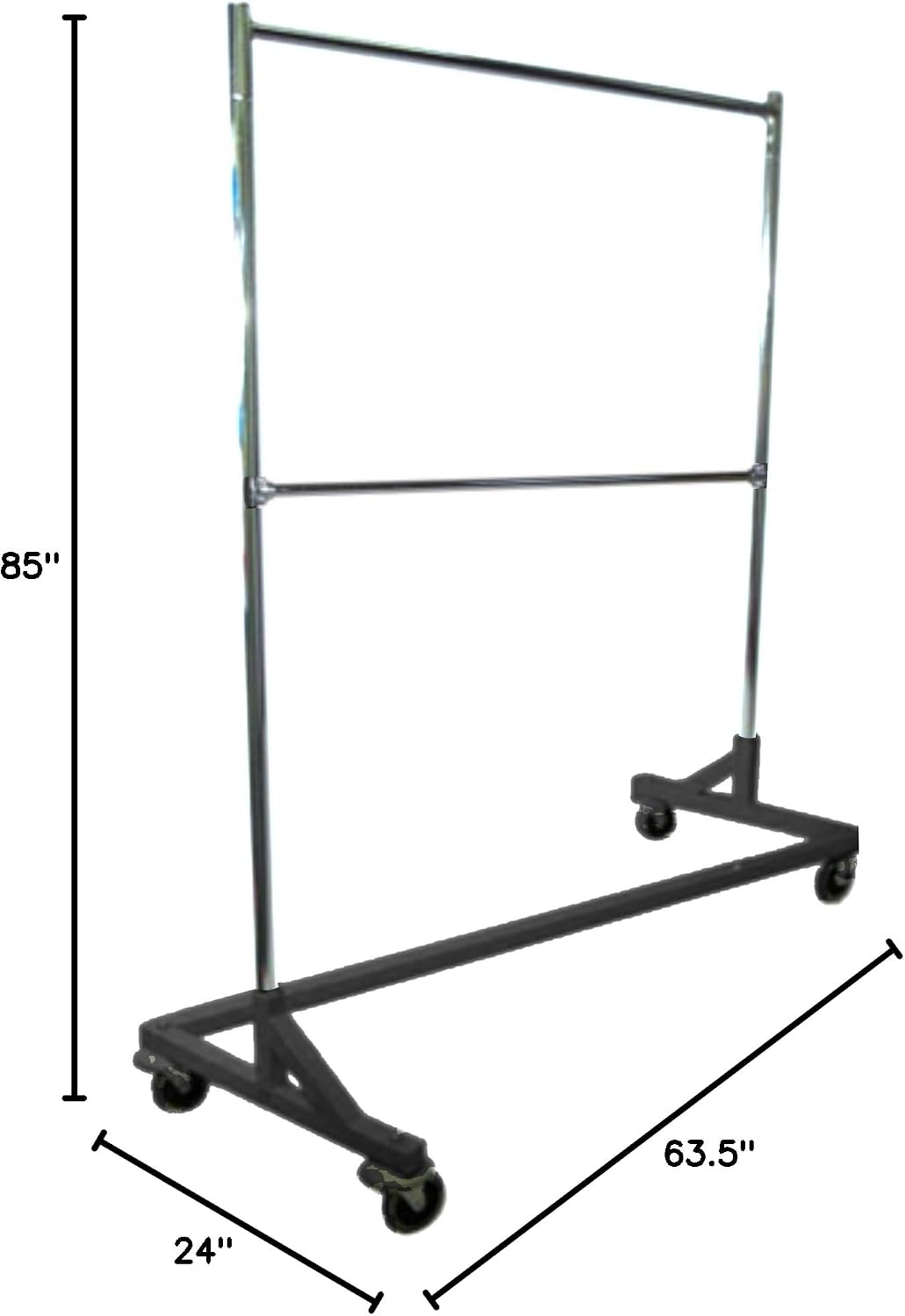 GR600-EH Deluxe Commercial Grade Rolling Z Garment Rack, 400lb Capacity, 63" Length with Add-On Extra Double Rail