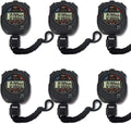 6 Pack Multifunctional Digital Sports Stopwatch, Large Screen with Date Time Alarm, Daily Waterproof Shockproof