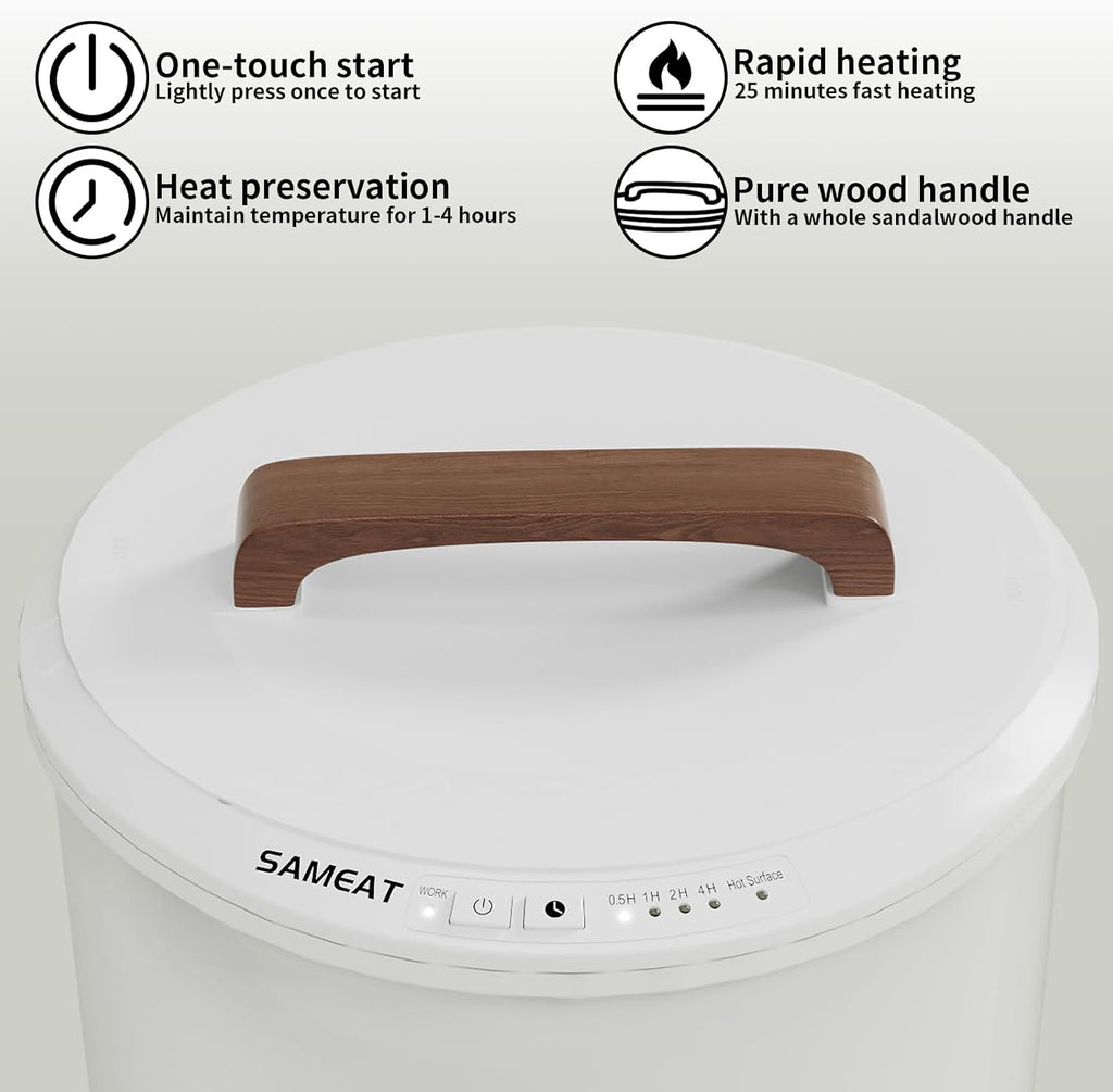 Heated Towel Warmers for Bathroom - Large Towel Warmer Bucket, Wood Handle, Auto Shut Off, Fits Up to Two 40"X70"