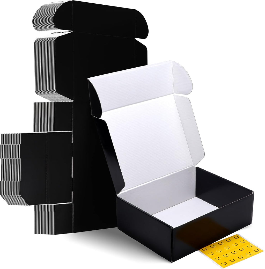 12x9x4 inches Shipping Boxes Set of 20, Black Medium Corrugated Cardboard Gift Mailer Box