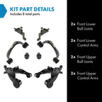 TRQ Front Suspension Kit Front Upper & Lower Control Arms Ball Joints 8pc