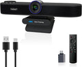 3-in-1 4K Webcam with Microphones and Speaker, AI Auto-Tracking 5X Digital Zoom Webcam 4K Adjustable Field of View