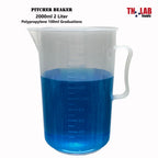 TN LAB 2000ml Beaker Pitcher Measuring Cup with Strong Handle Polypropylene Plastic Graduated 2L Holds 2 Quarts