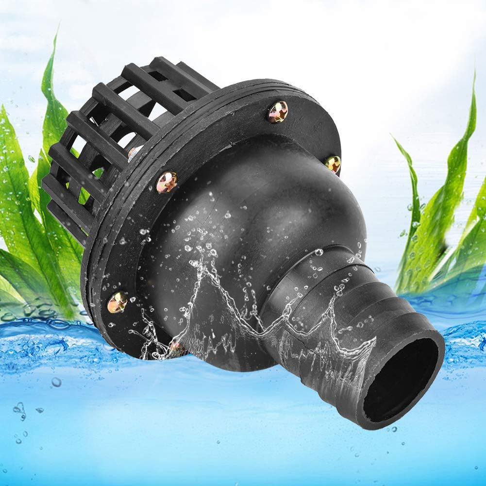 Pump Foot Check Valve, Durable Backflow Prevention with Large Capacity Mesh Strainer for Agricultural Irrigation Industrial Use Stainless Steel Black 1.5in 1Pc