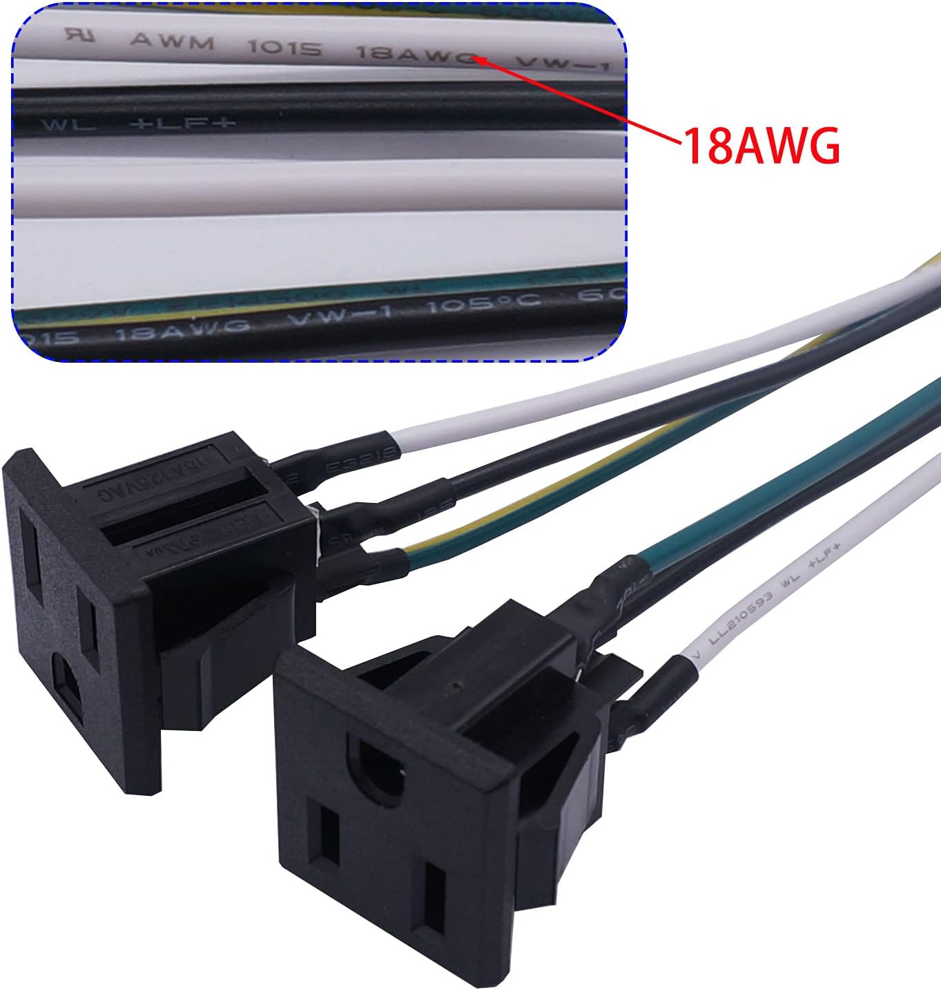 3Pcs 3 Pins US Power Socket Plug Panel 15A 125V AC Panel Mount Outlet Industrial Plug Female Connectors Adapter With