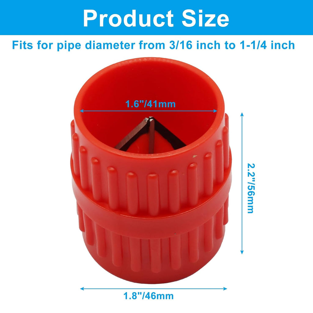 2pcs Inner & Outer Pipe Deburring Tool, Red