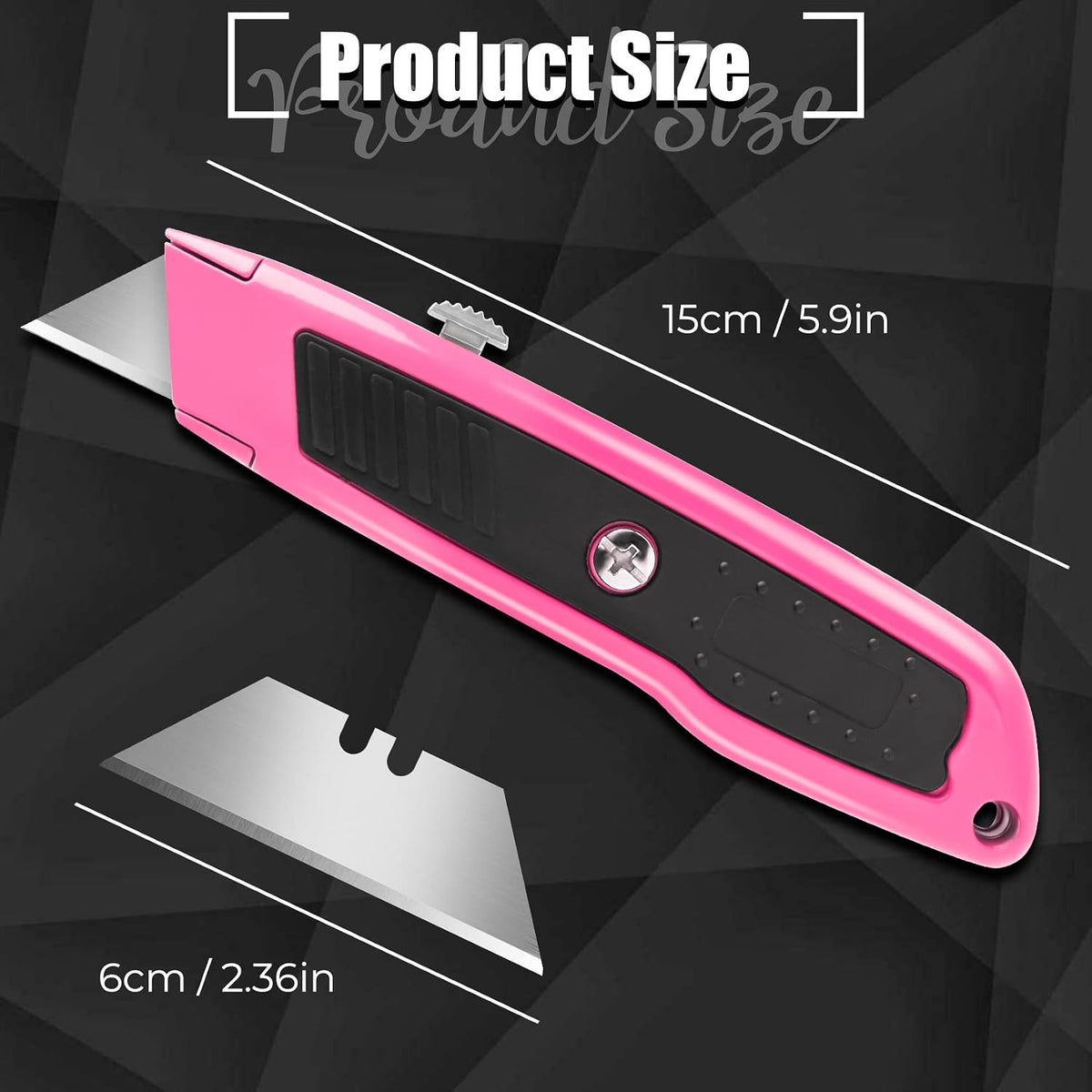 Box Cutter, 2 Pack Pink Utility Knife, Razor Knife, Box Opener