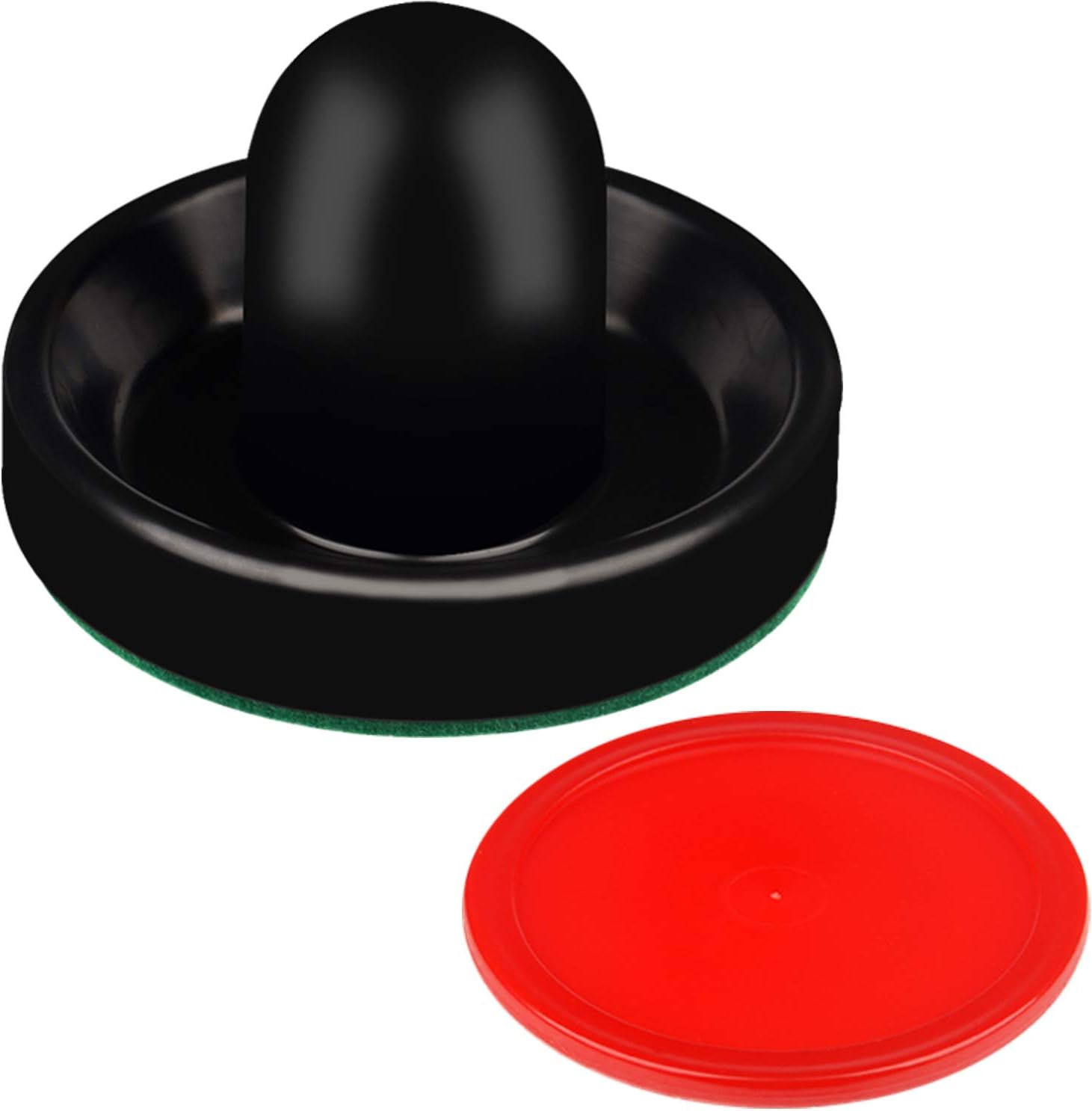 Air Hockey Pushers and Red Air Hockey Pucks, Goal Handles Paddles Replacement Accessories for Game Tables (4 Striker