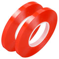 2 Rolls 5/8" Red Liner Clear Double Sided PET Tape 15mm x 25M