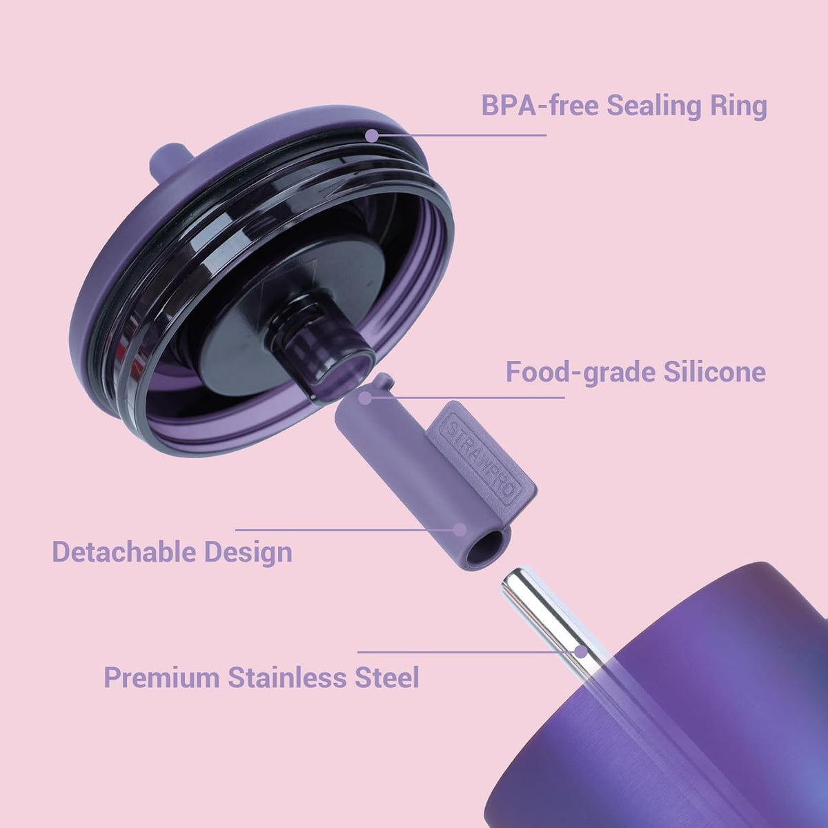 Straw Kit fit Brumate Era 40 oz (2 Replacement Straws & 2 Gaskets)