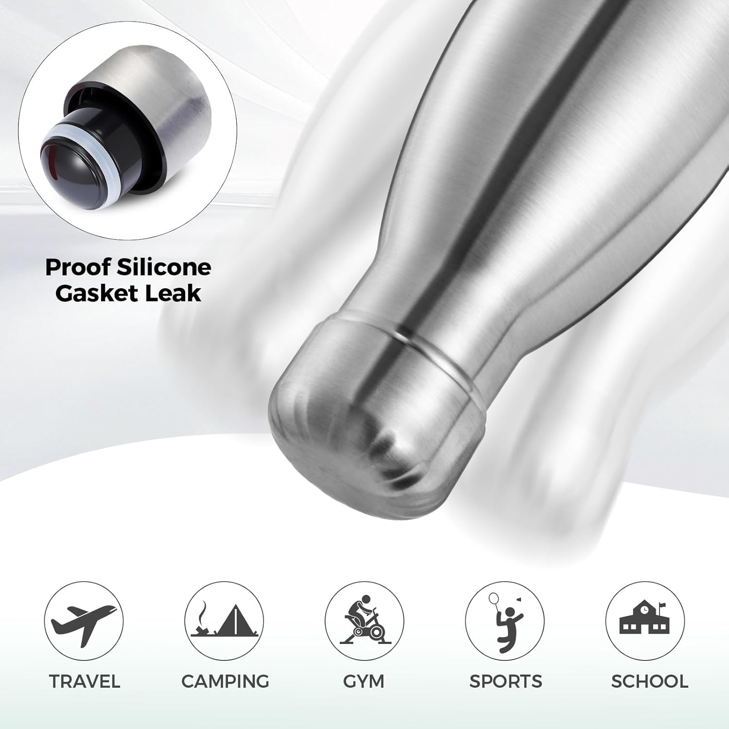 17oz Insulated Stainless Steel Water Bottle, Double Wall Vacuum Flask, Keeps Cold 24h & Hot 12h, Available in Packs