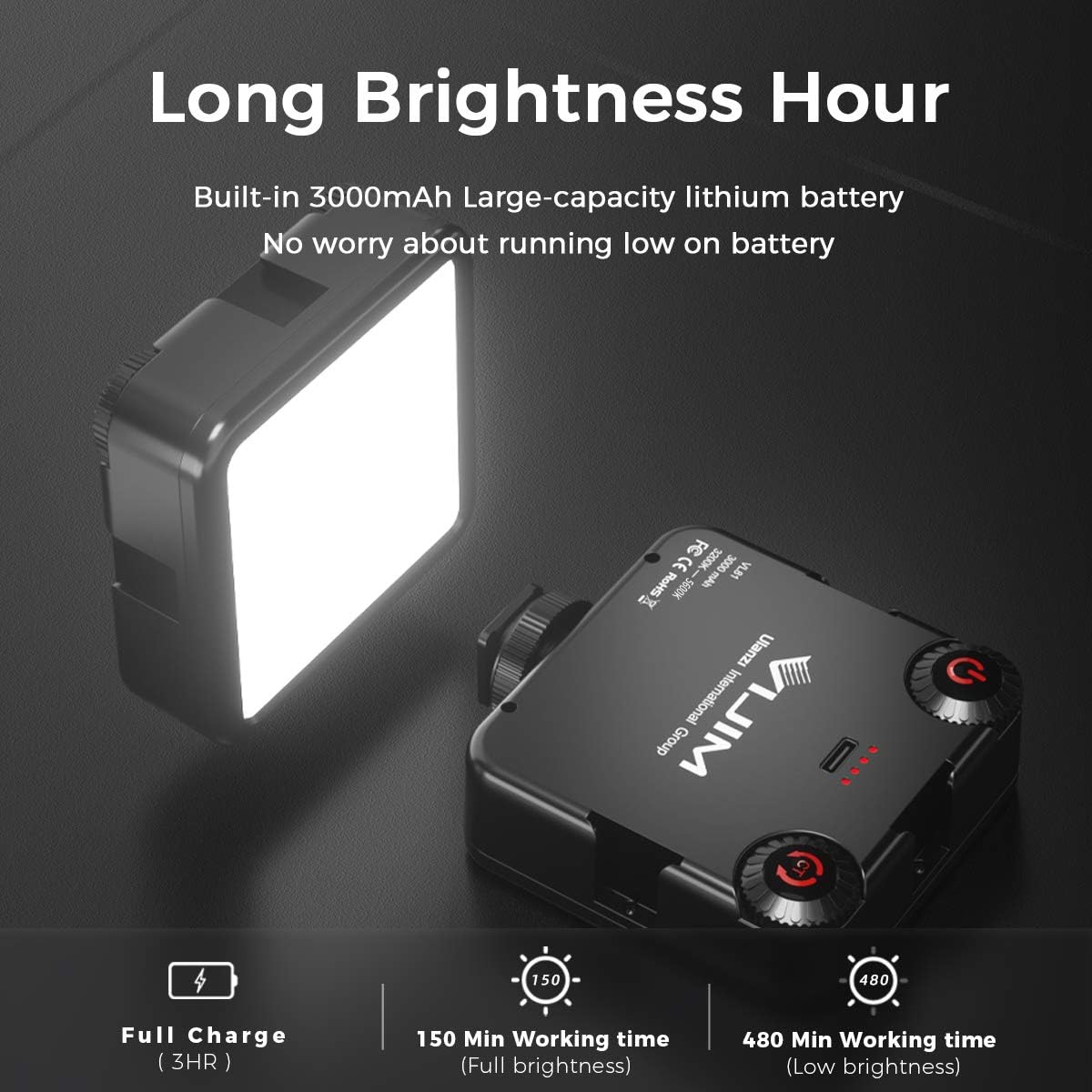 ULANZI VL-81 3000mAh Bi-Color LED Video Light w Softbox - 3200K-5600K+CRI95 Rechargeable Camera Light, 3 Cold Shoe