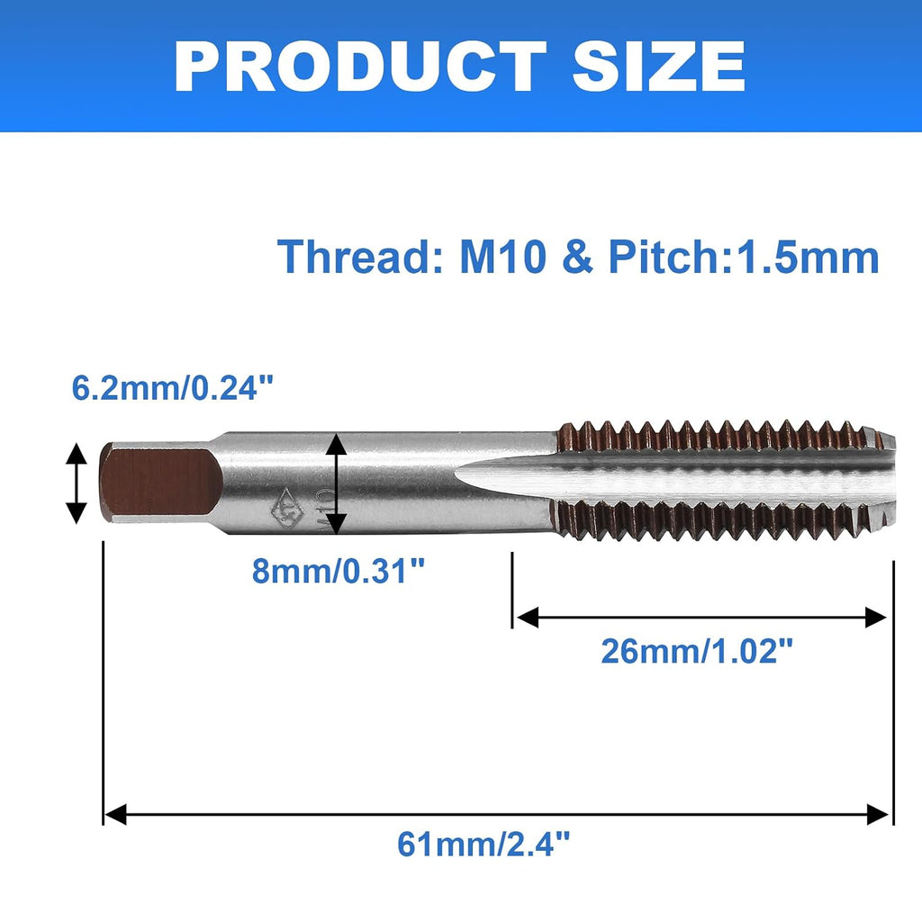 Litoexpe 2 Pcs M10 x 1.5 Metric Hand Tap