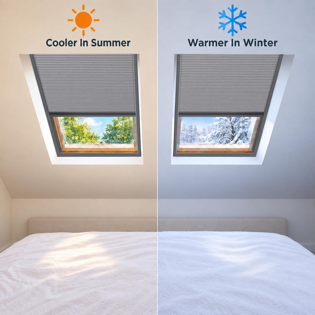 Custom Blackout Honeycomb Skylight Window Shade (Light Grey 93021E)