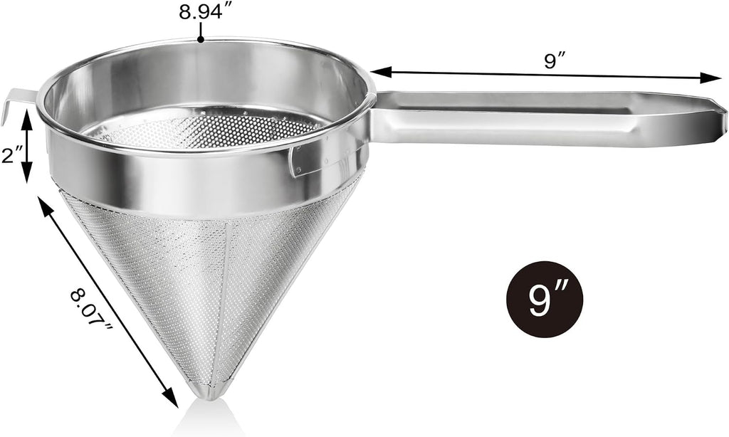 34295 Stainless Steel China Cap Strainer, 9-Inch