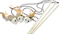 Cat Kitten Teaser Wand Toys, Sisal with Mouse, Bell, Feather, Elastic String, Sturdy Wood Stick, Interactive Fun, Cat