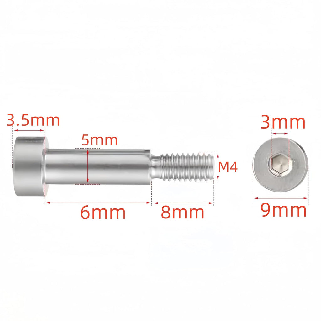 NACX M4 Hex Socket Shoulder Bolts, 5mm Shoulder Dia 6mm Shoulder Length, 304 Stainless Steel, 15Pcs, Silver, C935-939