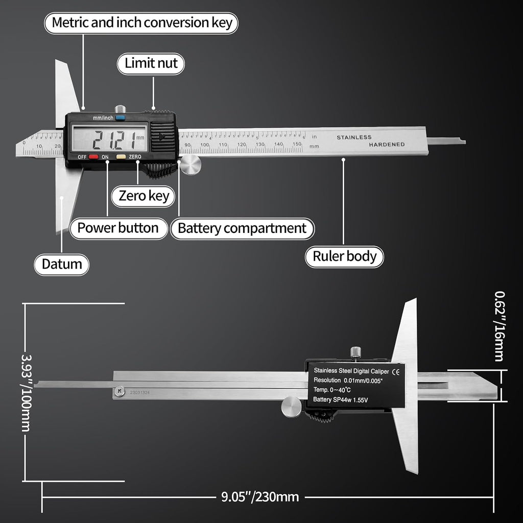 Digital Depth Caliper Electronic Depth Gauge Caliper Depth Rule for Accurate Depth Measurement and DIY Use 0-150mm 0.01mm