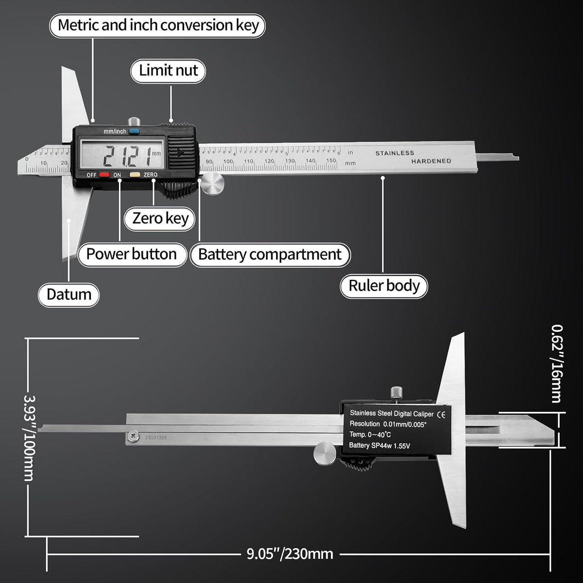 Digital Depth Caliper Electronic Depth Gauge Caliper Depth Rule for Accurate Depth Measurement and DIY Use 0-150mm 0.01mm