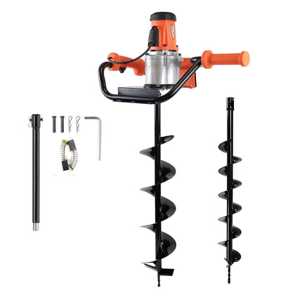 1500W Electric Post Hole Digger 6" & 4" Bits, No Bag, Orange | 110V, 1500W Motor, 200RPM, 90ft-lb, Anti-Vibration