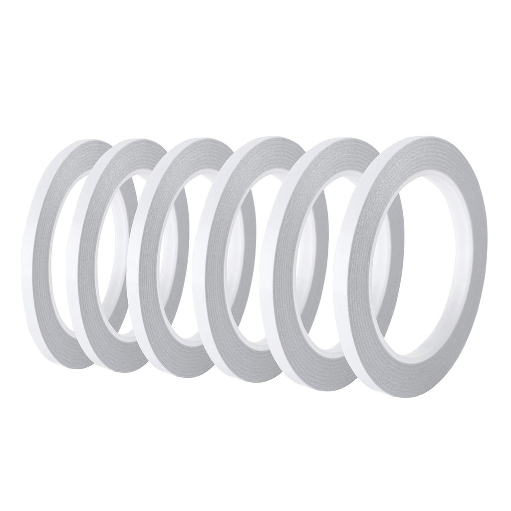 Double-Sided Tape, 6mm Width, 8 Rolls Tear-by-Hand Tape