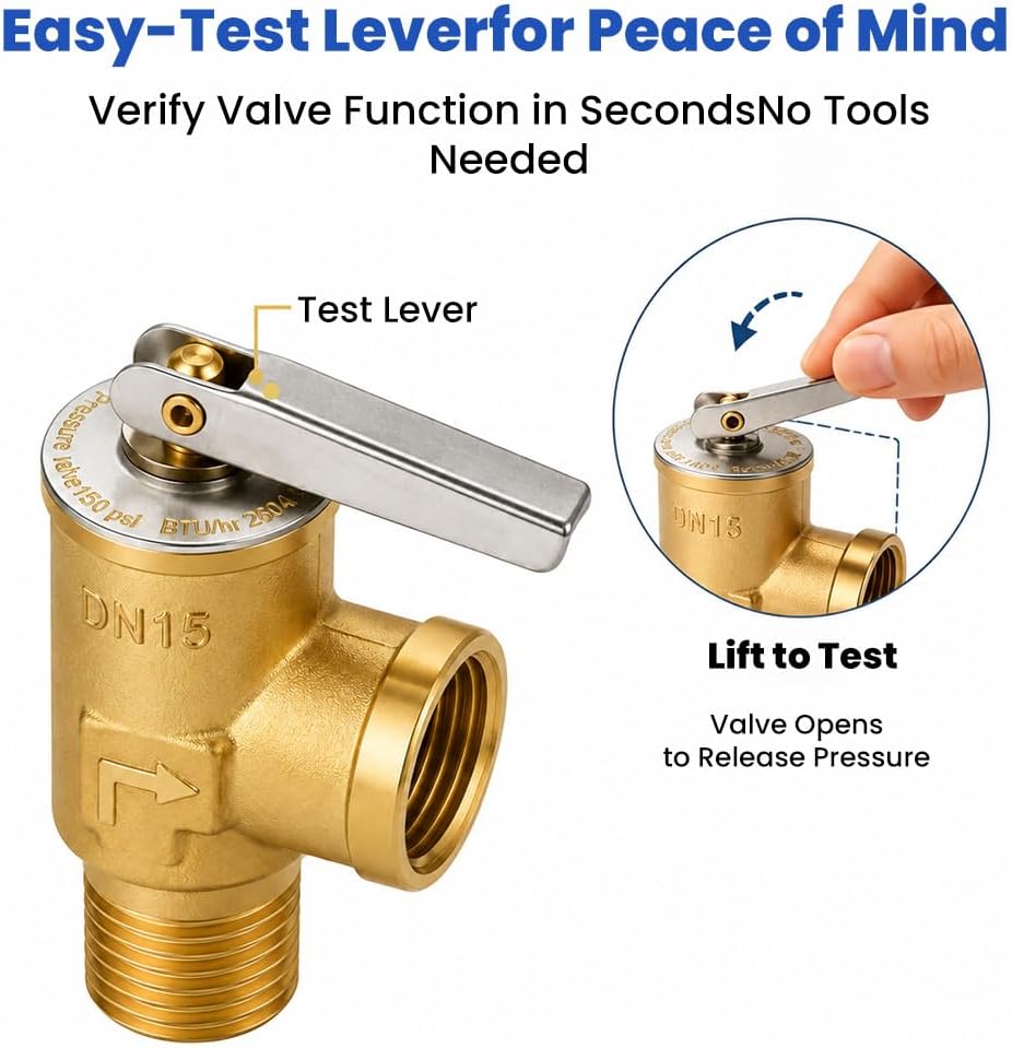 1Pack 1/2 in NPT Brass T&P Relief Valve