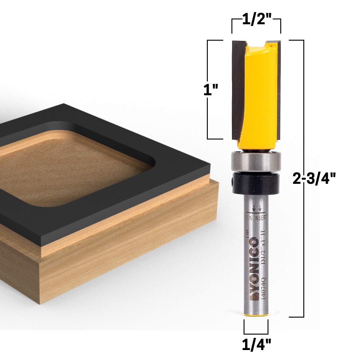 Router Bits Pattern Bit Flush Trim Set 4 Bit 1/2-Inch Diameter 1/4-Inch Shank 14422q