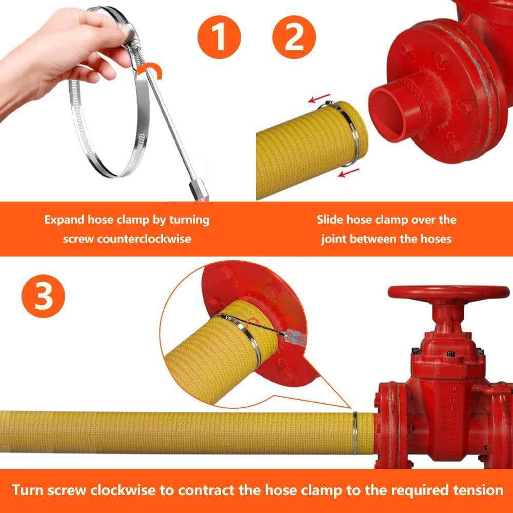 16pcs 4 Sizes Hose Clamp,9/16-4 Inch(14-102mm) Hose Clamps Stainless Steel Adjustable Worm Gear Black Hose Clamp