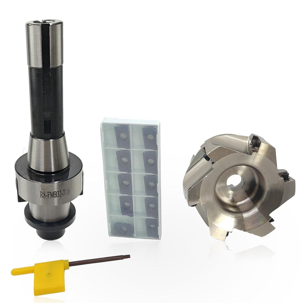 R8 Face Mill, R8 Shell Mill Set, 3.94"/100 mm Diameter, 7/16-20UNF Shank