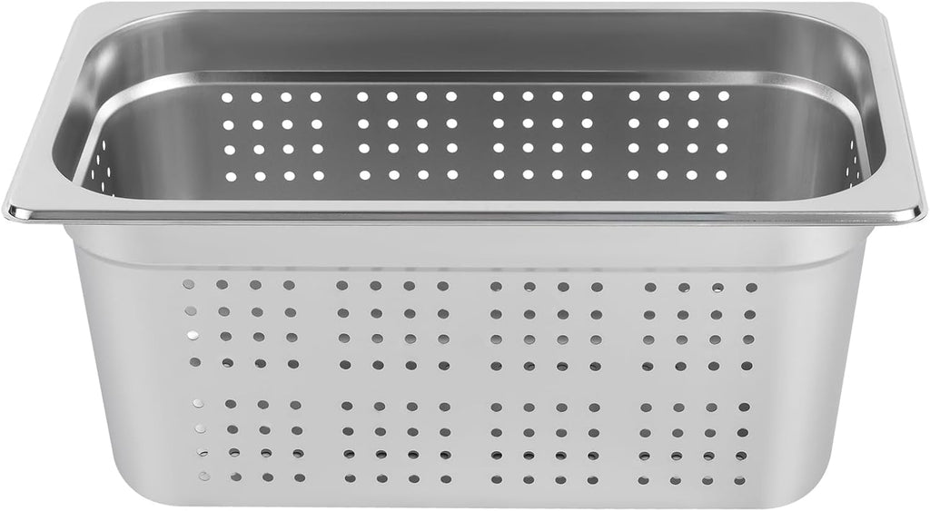Perforated Steam Pan, 2 Pack 1/3 Size 6" Deep Stainless Steel Hotel Pan