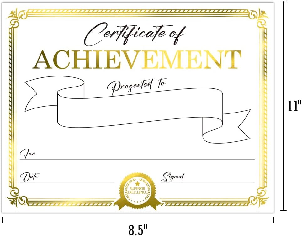 Award Certificate Paper, Gold Foil Blank Certificate of Achievement Paper Sheet for Students, School. Laser and