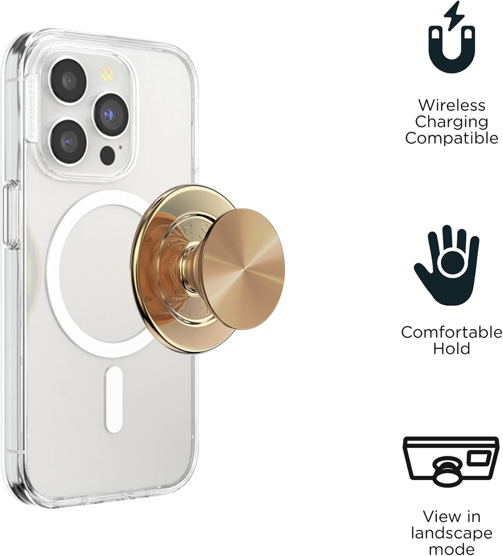 Phone Grip for MagSafe, Magnetic Holder, Phone Stand, Metal - Alum Radial Gold