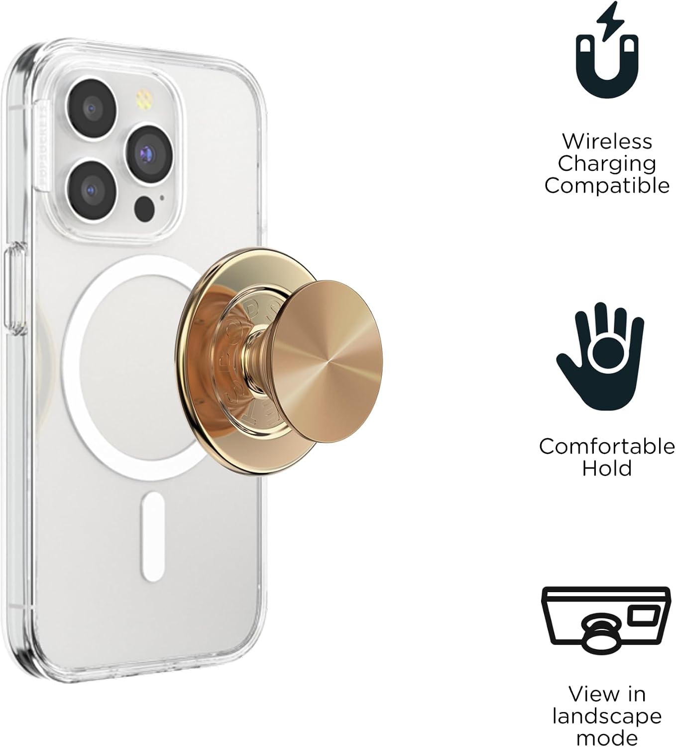 Phone Grip for MagSafe, Magnetic Holder, Phone Stand, Metal - Alum Radial Gold