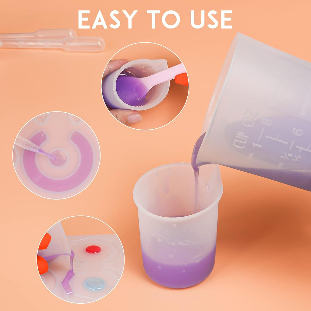 Silicone Resin Measuring Cups, 250&100ml Non-Stick Mixing Cups for Epoxy