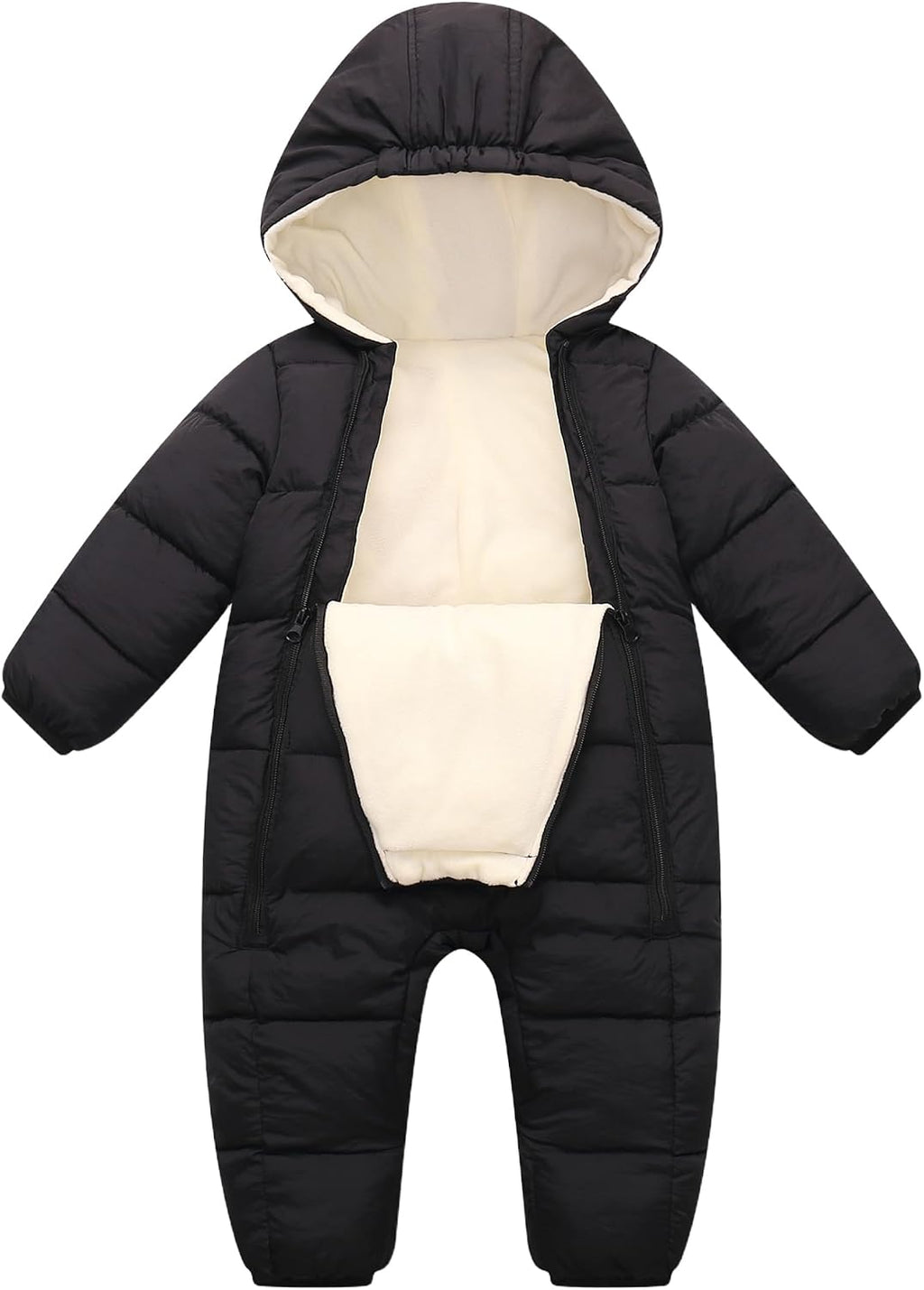 Newborn Baby Girls Boys Snowsuit Toddler Winter Coat Warm Hooded Infant Double Zipper Romper One Piece Puffer Coat