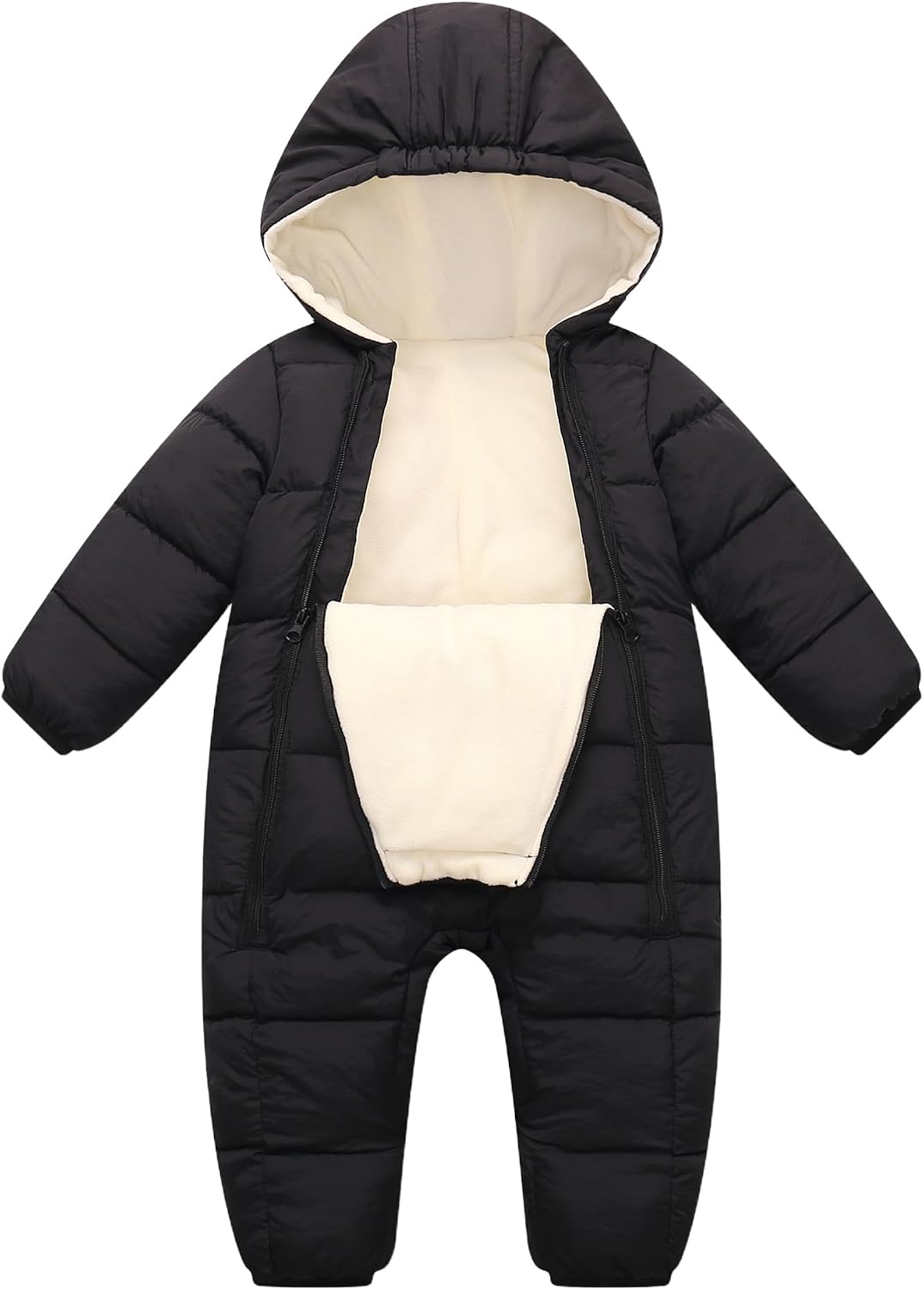 Newborn Baby Girls Boys Snowsuit Toddler Winter Coat Warm Hooded Infant Double Zipper Romper One Piece Puffer Coat
