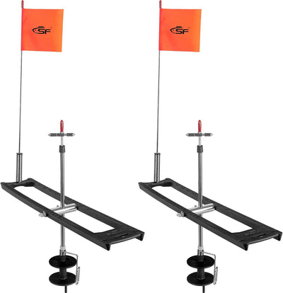 Ice Fishing Tip-Up Foldable with Orange Pole Flags/10.6'' Freeze-Proof Thermal Ice Fishing Accessories with Orange