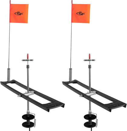 Ice Fishing Tip-Up Foldable with Orange Pole Flags/10.6'' Freeze-Proof Thermal Ice Fishing Accessories with Orange