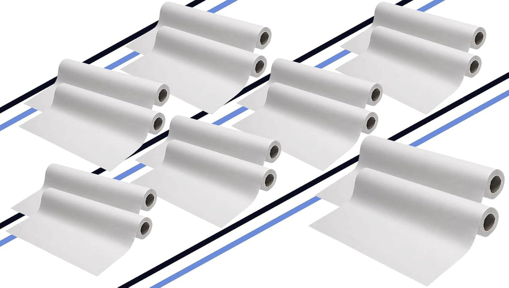 12/Rolls 21" x 125' Medical Exam Table Paper Crepe, White Large Barrier Protection - Latex Free