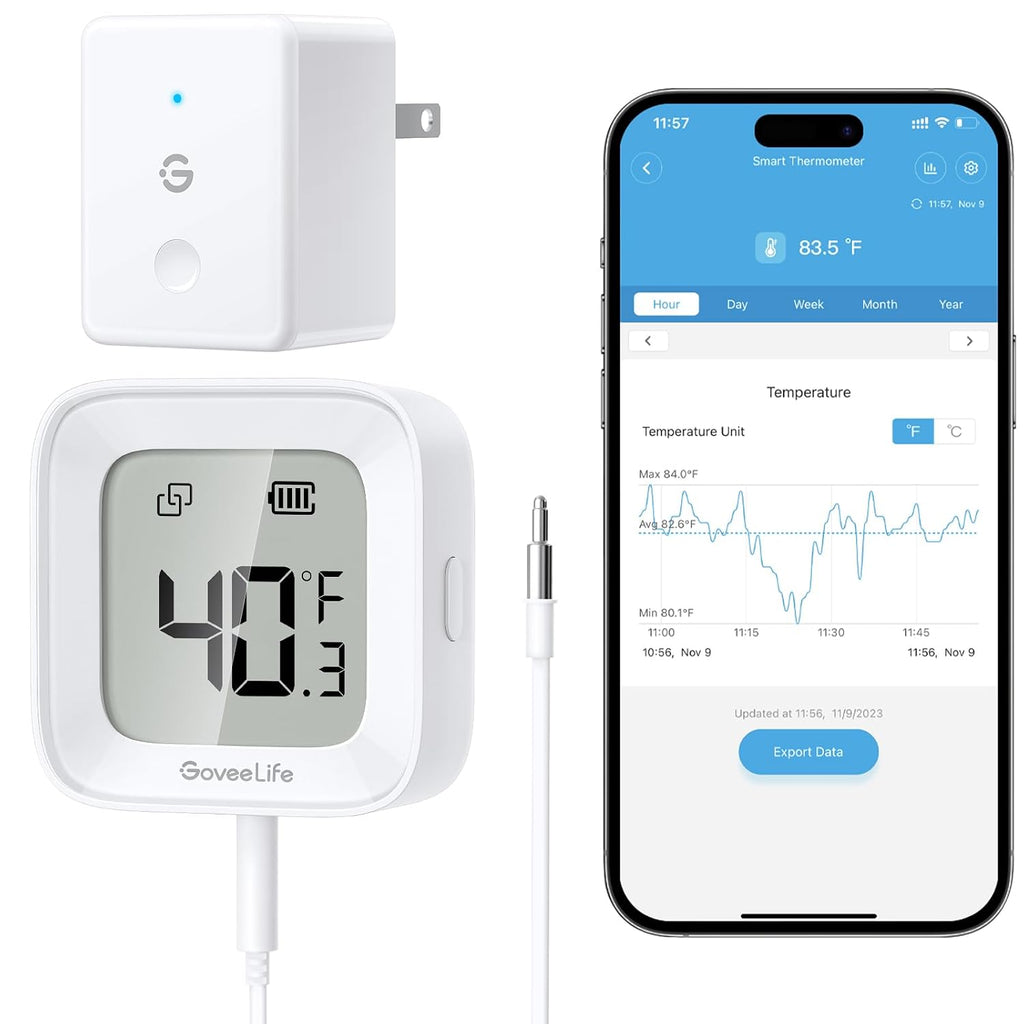 WiFi Refrigerator Thermometer 1-Pack with Gateway & LCD Display