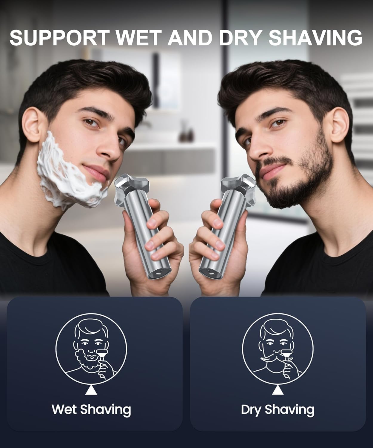 Electric Razor for Men，10,000RPM High-Speed Motor, IPX8 Waterproof, 𝐔𝐩𝐠𝐫𝐚𝐝𝐞𝐝 𝐂𝐮𝐫𝐯𝐞𝐝 𝐑𝐚𝐳𝐨𝐫 𝐅𝐨𝐢𝐥,Quick Charge & Travel