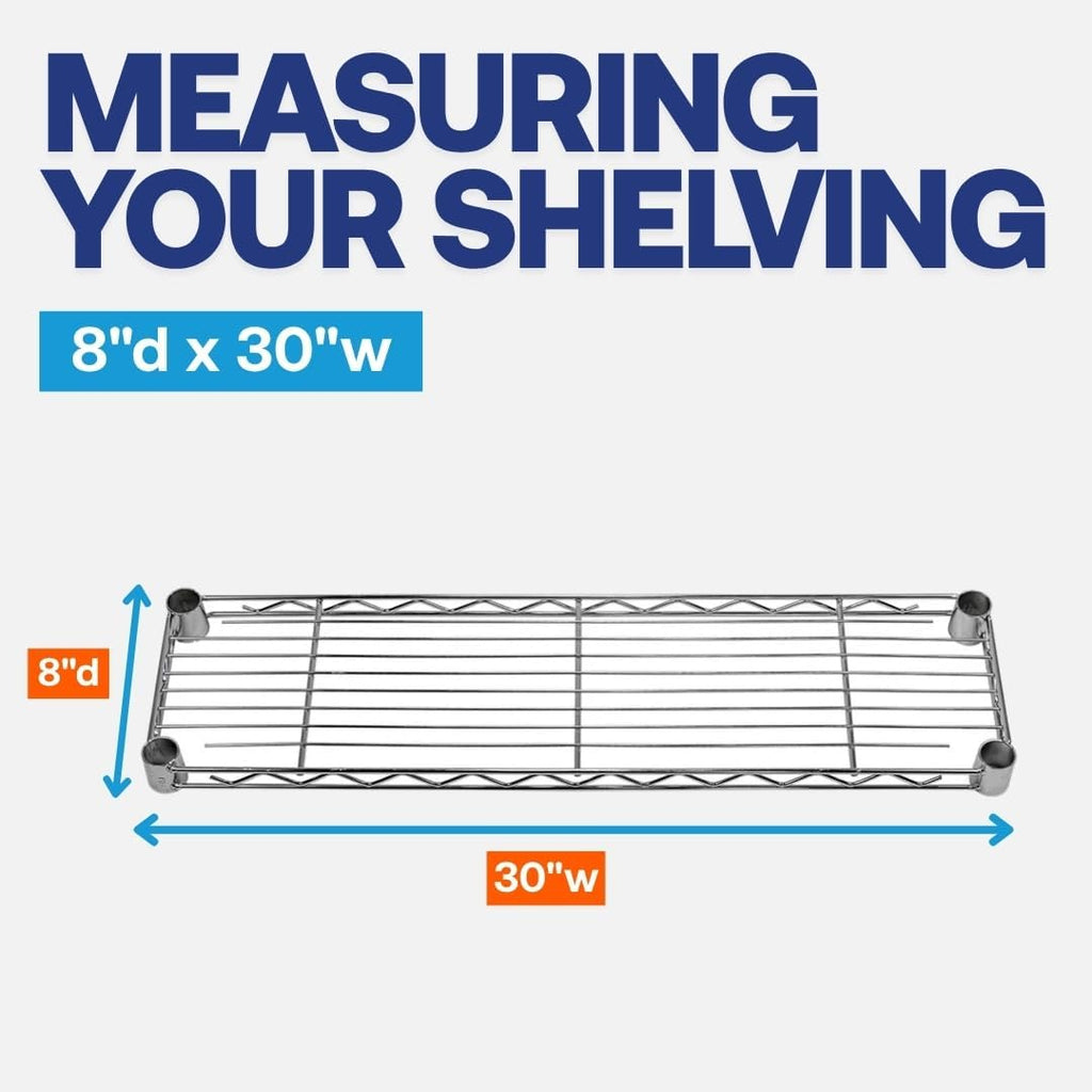 Shelving Inc. 8" d x 30" w x 96" h Chrome Wire Shelving with 5 Tier Shelves